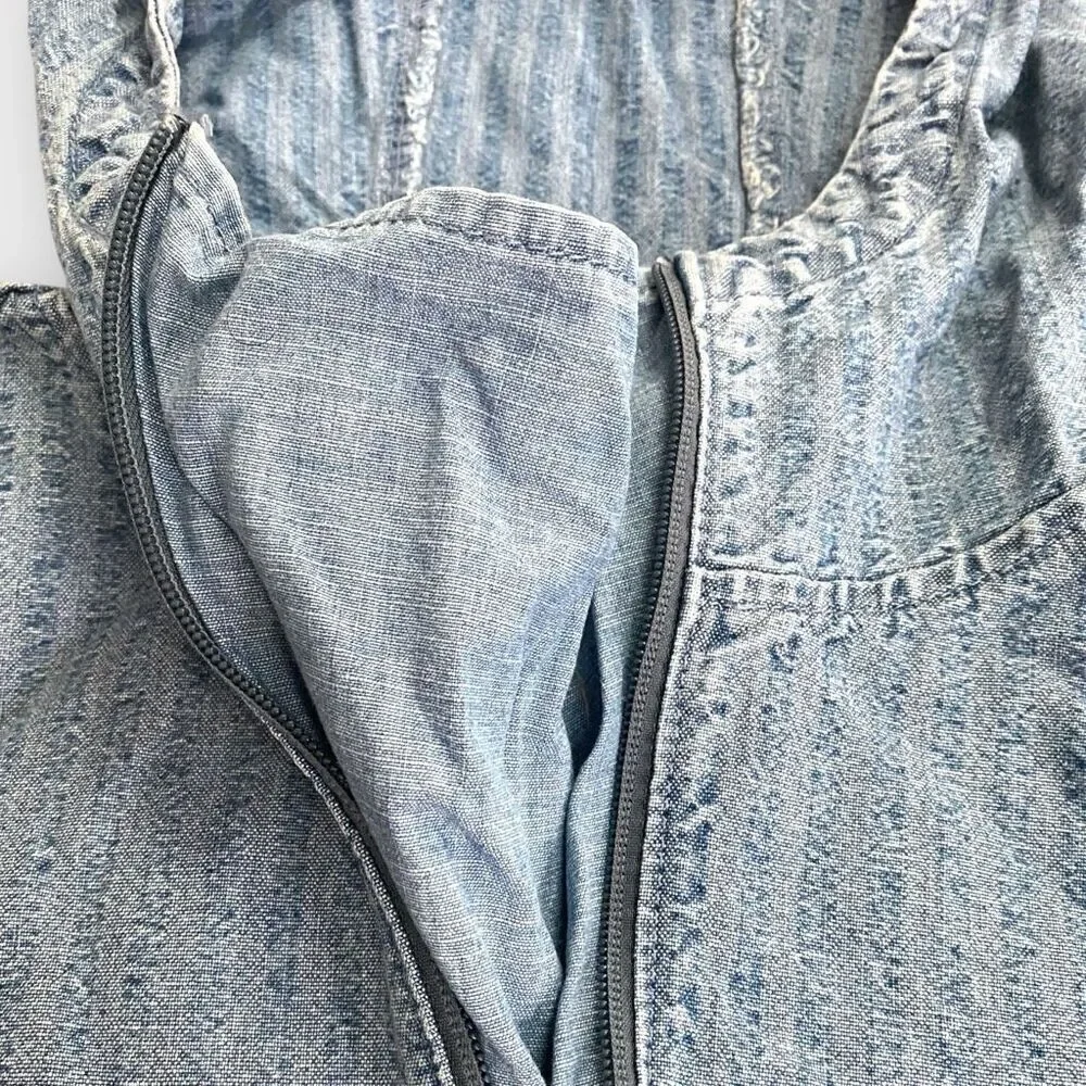 Levis Sutro "In The Sky" Seersucker Striped Denim Hooded Anorak Mens size S New - Picture 5 of 11
